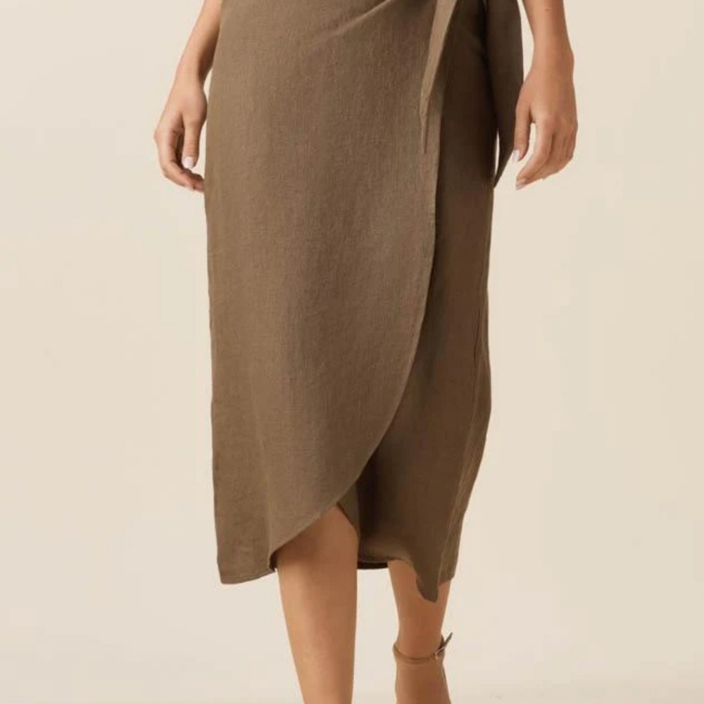 Vetta Linen midi skirt